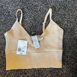 Tan cropped tank top